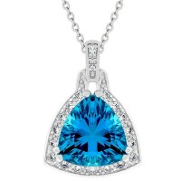 Aqua Illusion Trillion CZ Minimal Pendant Necklace